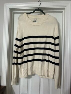 a new day Cream Sweater with Black Trim Accent